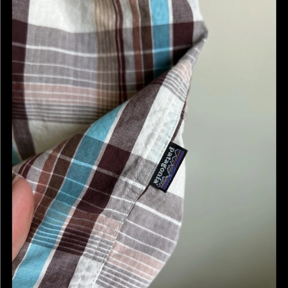 ▶️ Patagonia Embroidered Plaid THREE TREES Shirt Mens S Button Up Organic Cotton - Picture 7 of 10